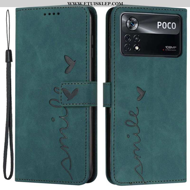 Etui Folio do Poco X4 Pro 5G z Łańcuch Pasiasty Uśmiech